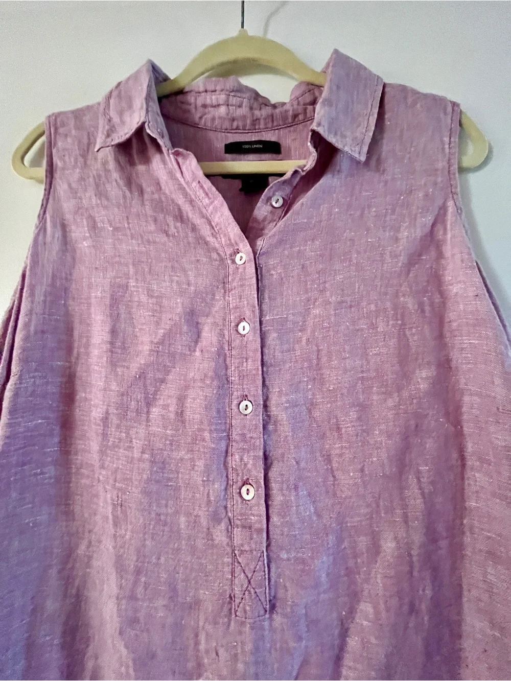 Tahari Sleeveless Linen Shift Dress in Lavender - Picture 9 of 9